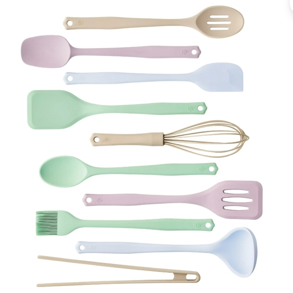 ❤️ 10 Piece The Pioneer Woman Pastel Silicone Cooking Utensil Set